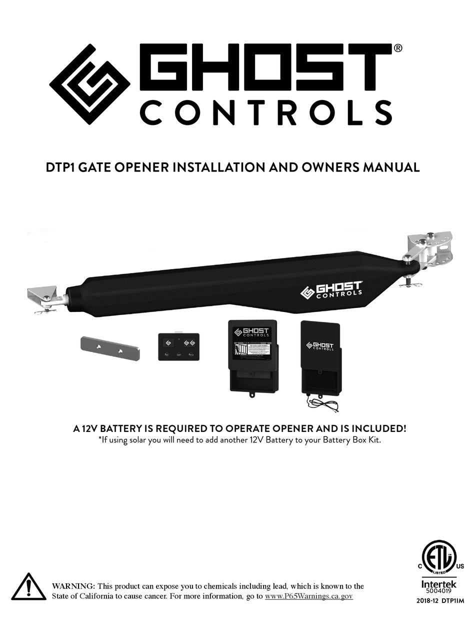 GHOST CONTROLS DTP1 INSTALLATION AND OWNER'S MANUAL Pdf Download