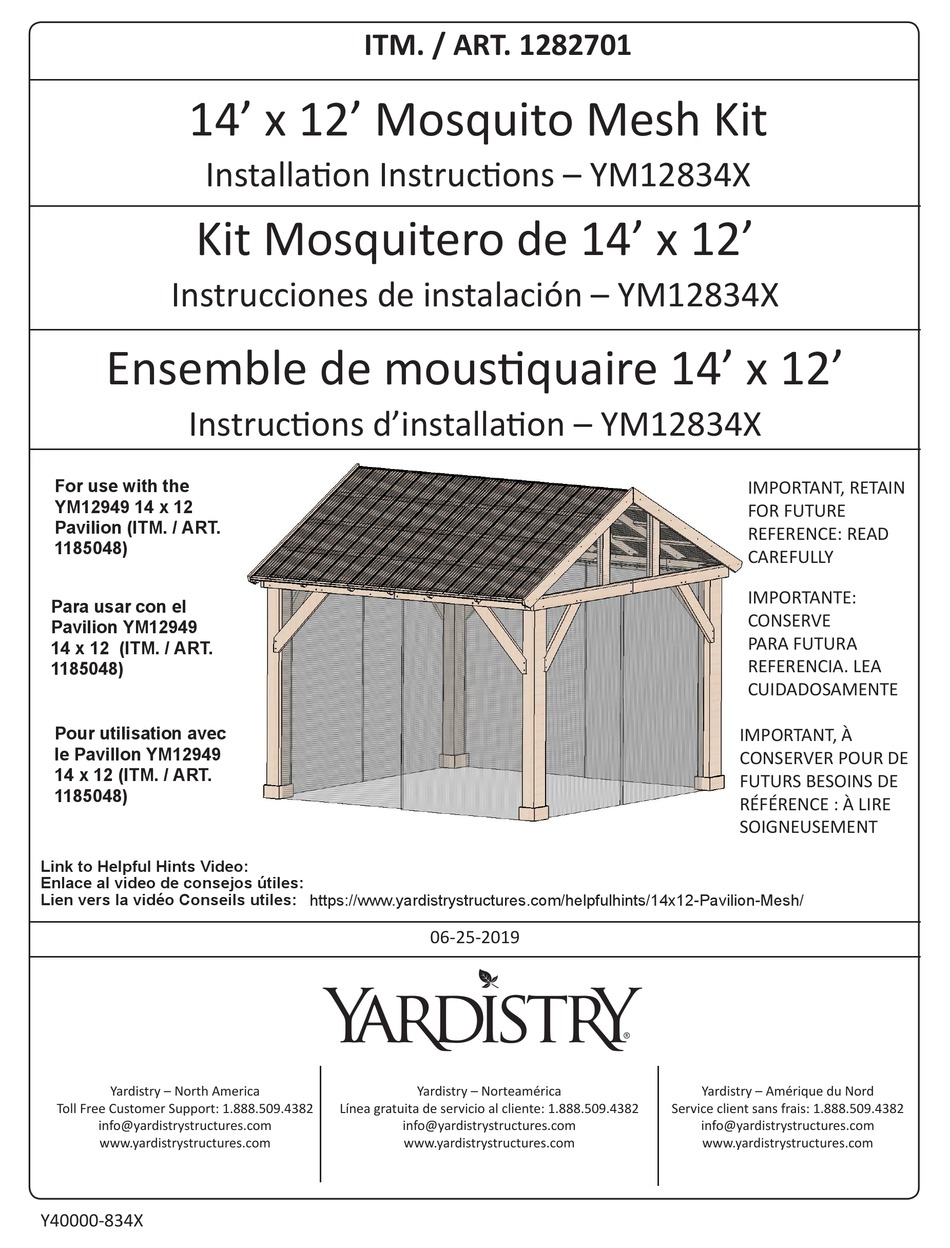YARDISTRY YM12834X INSTALLATION INSTRUCTIONS MANUAL Pdf Download
