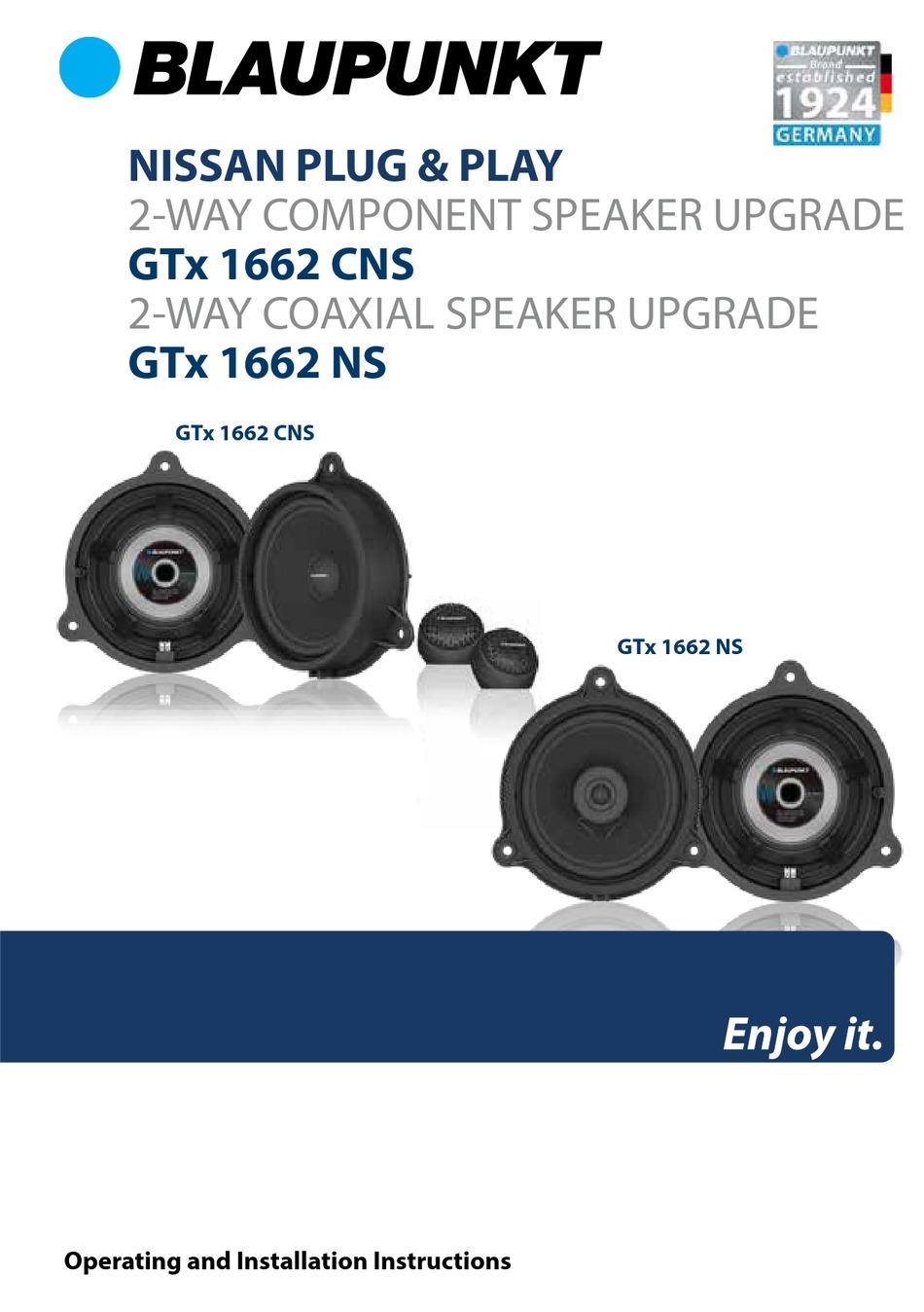 BLAUPUNKT GTX 1662 CNS OPERATING AND INSTALLATION INSTRUCTIONS Pdf