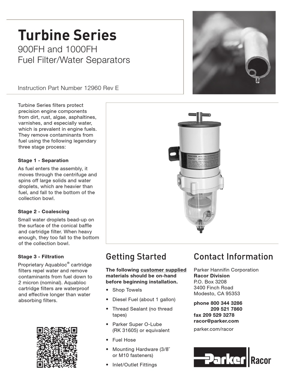 Parker Racor Turbine Series Instruction Pdf Download Manualslib