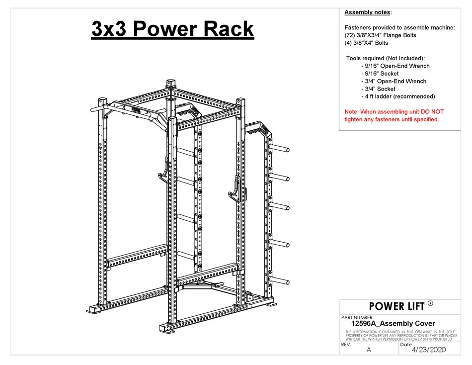 POWER LIFT POWER RACK 12596A ASSEMBLY INSTRUCTIONS MANUAL Pdf Download ManualsLib