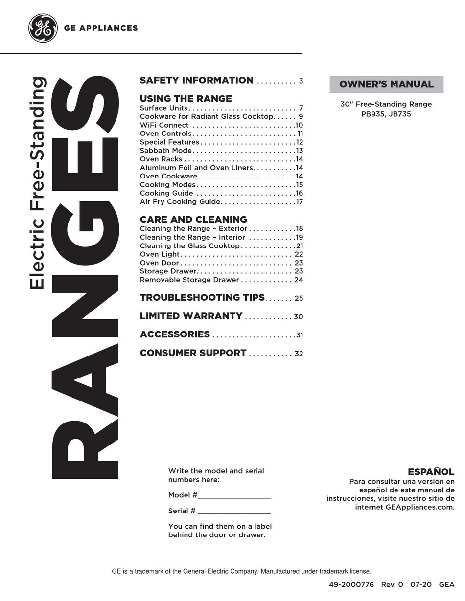 Ge Pb935 Owner S Manual Pdf Download Manualslib