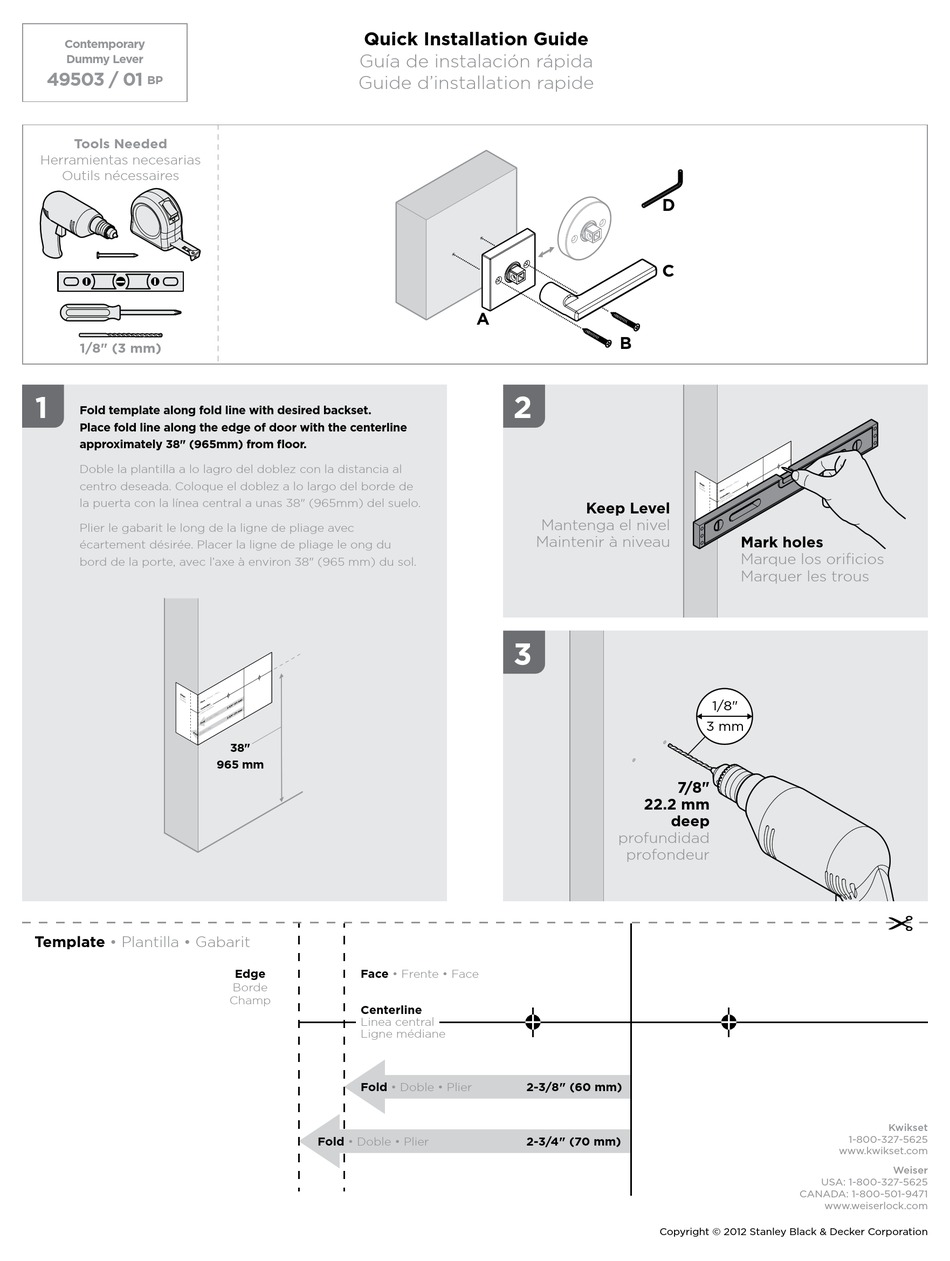 KWIKSET SIGNATURES LISBON 157LSL SQT 26 QUICK INSTALLATION MANUAL Pdf
