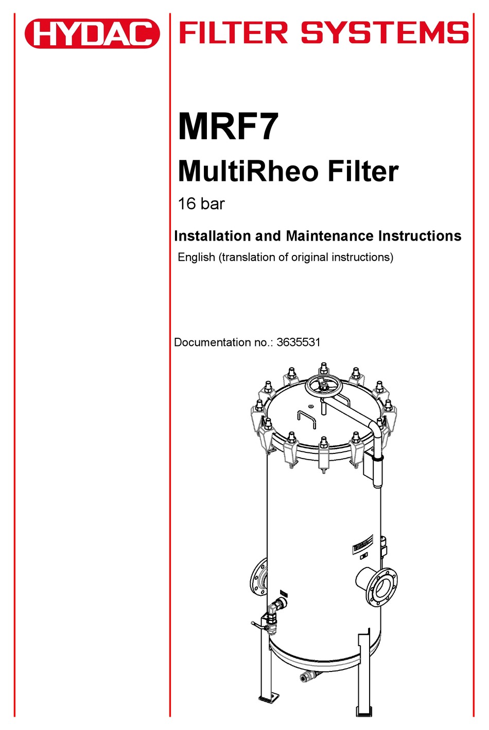 HYDAC MRF7 INSTALLATION AND MAINTENANCE INSTRUCTIONS MANUAL Pdf Download ManualsLib