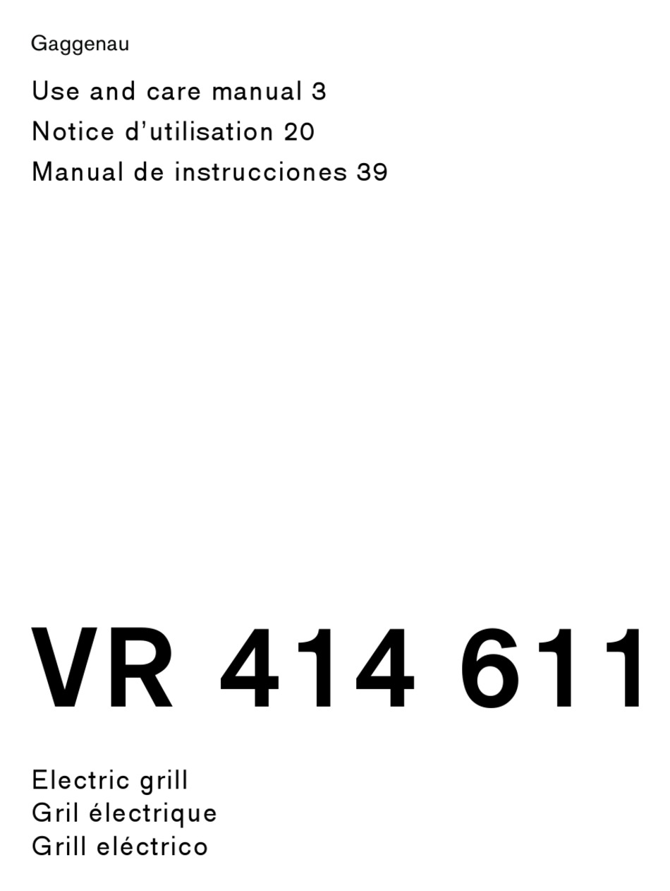 GAGGENAU VR 414 611 USE AND CARE MANUAL Pdf Download ManualsLib