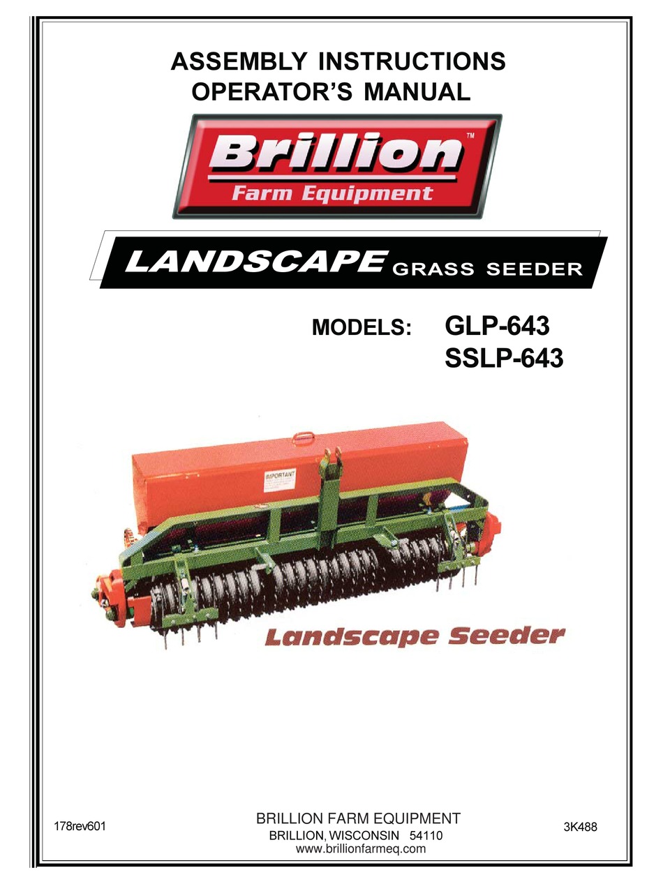 BRILLION LANDSCAPE GLP643 ASSEMBLY INSTRUCTIONS OPERATOR'S MANUAL Pdf