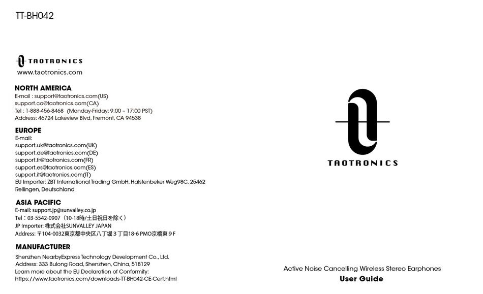 TaoTronics TT-BH042 User Manual 