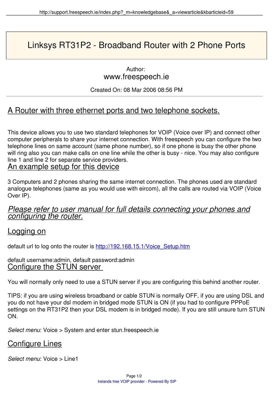 LINKSYS RT31P2 QUICK START MANUAL Pdf Download ManualsLib