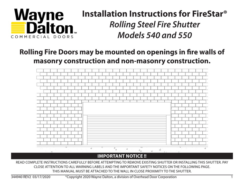 WAYNEDALTON FIRESTAR 540 INSTALLATION INSTRUCTIONS MANUAL Pdf Download