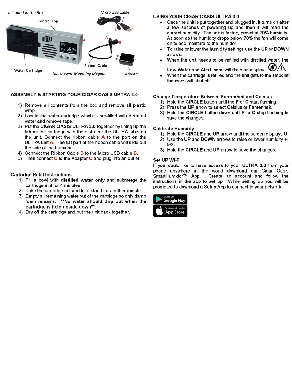 CIGAR OASIS ULTRA 3.0 QUICK START MANUAL Pdf Download ManualsLib