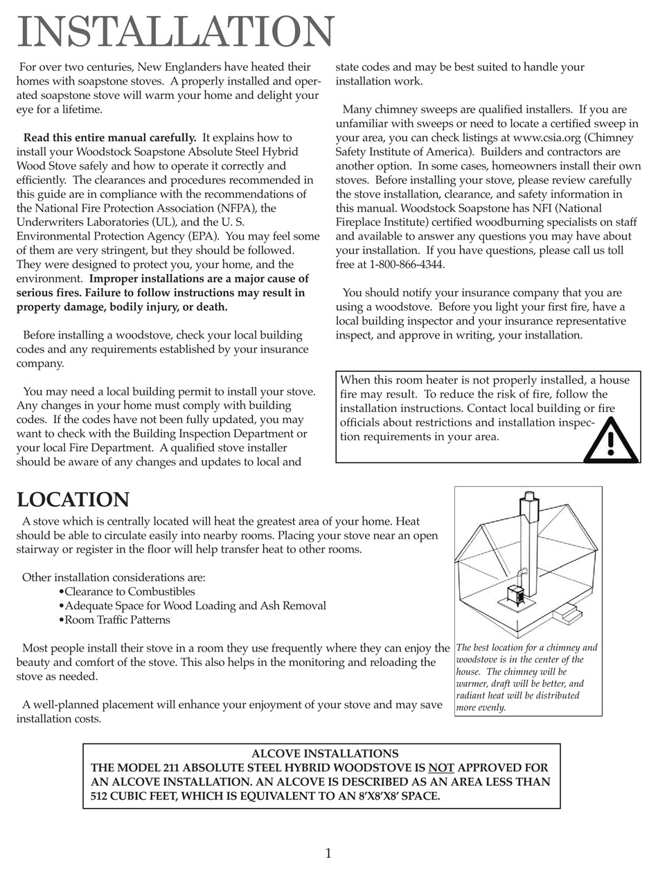WOODSTOCK SOAPSTONE 211 INSTALLATION MANUAL Pdf Download | ManualsLib