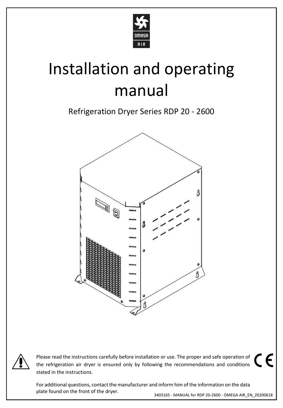 OMEGA AIR RDP SERIES INSTALLATION AND OPERATING MANUAL Pdf Download