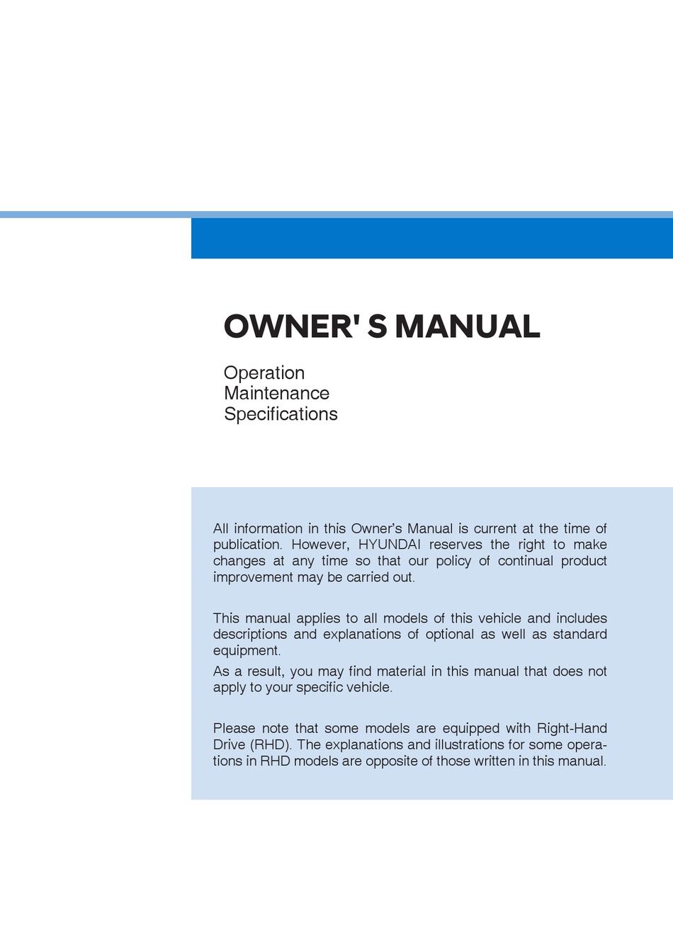 HYUNDAI I10 OWNER'S MANUAL Pdf Download  ManualsLib