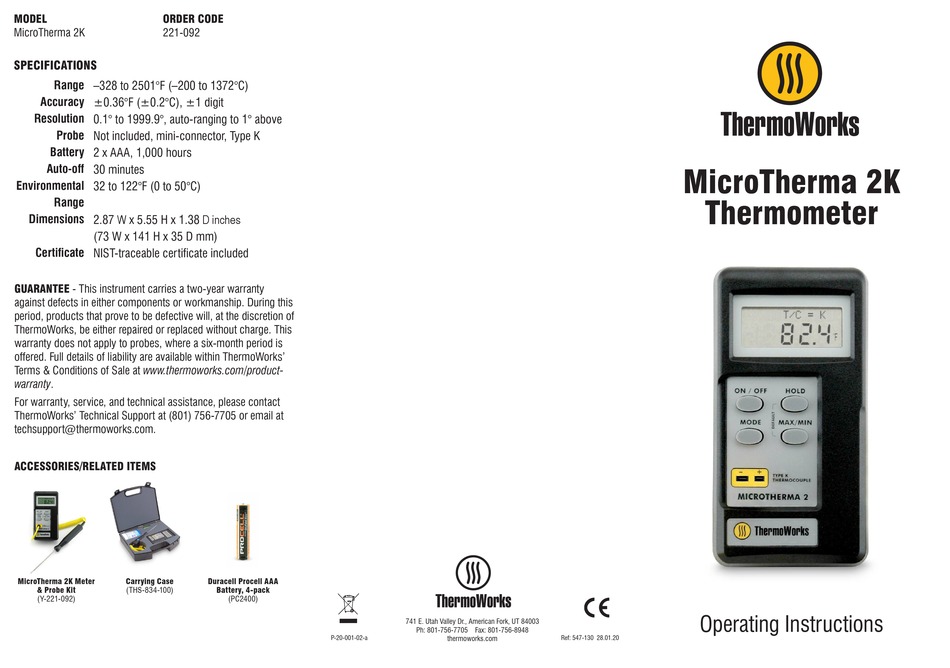THERMOWORKS MICROTHERMA 2K OPERATING INSTRUCTIONS Pdf Download ManualsLib