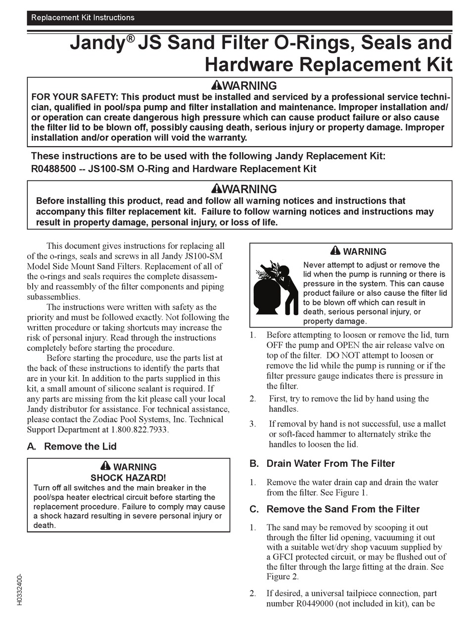 ZODIAC POOL SYSTEMS JANDY JS100SM KIT INSTRUCTIONS Pdf Download