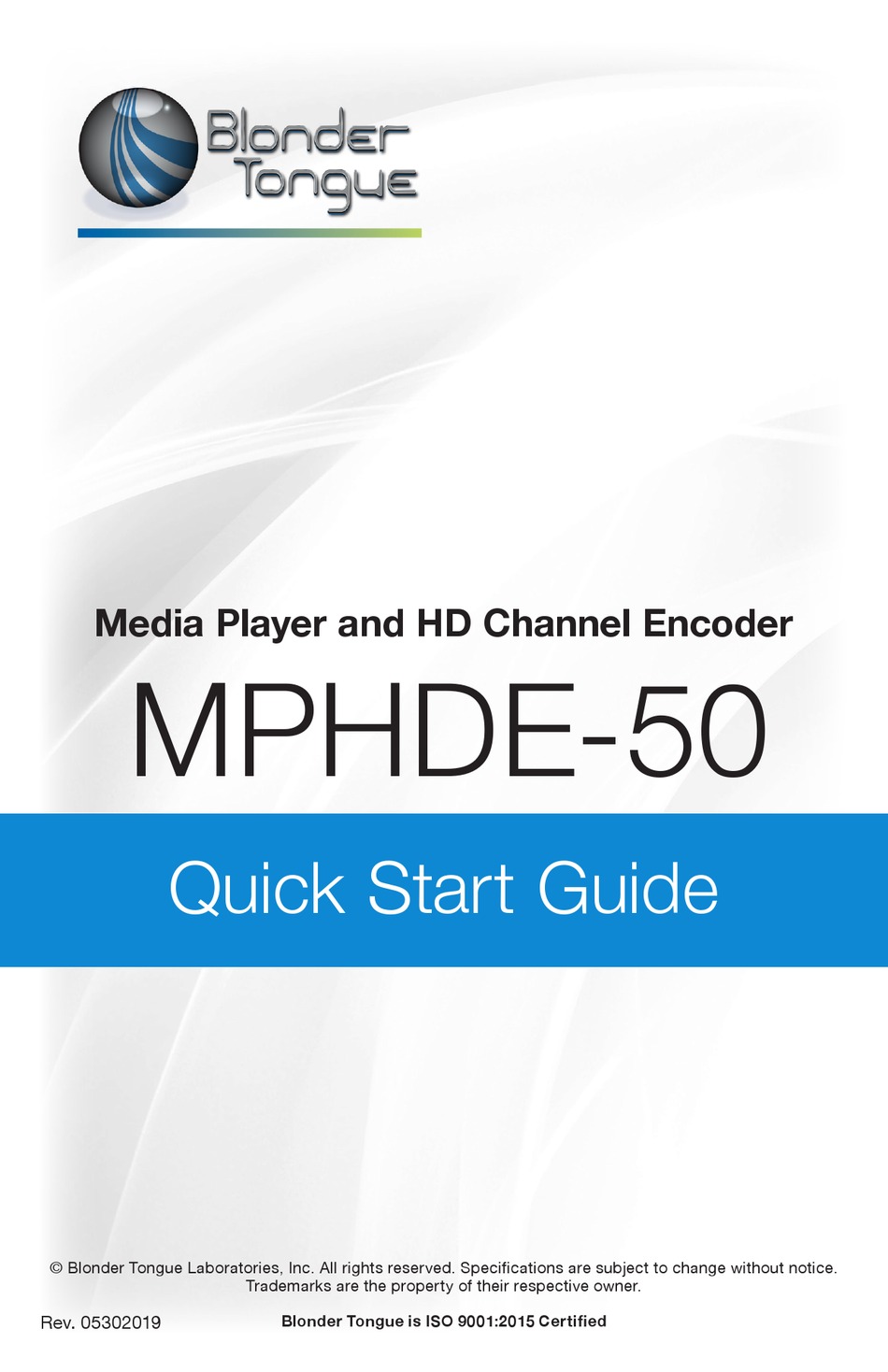 BLONDER TONGUE MPHDE50 QUICK START MANUAL Pdf Download ManualsLib