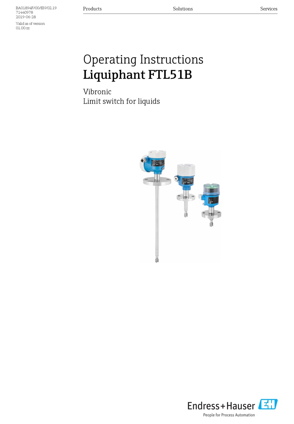 ENDRESS+HAUSER LIQUIPHANT FTL51B OPERATING INSTRUCTIONS MANUAL Pdf ...