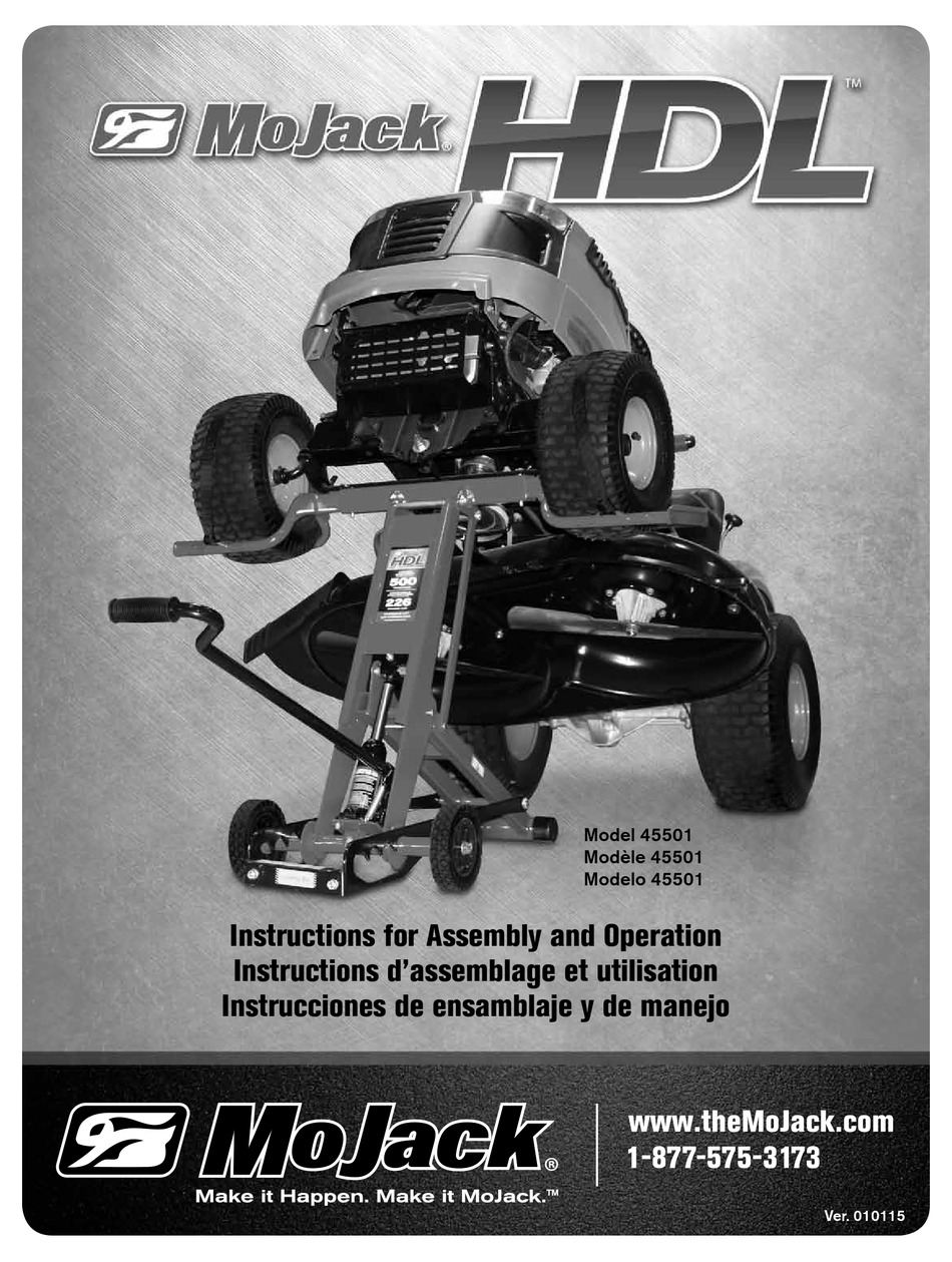 MOJACK HDL 45501 INSTRUCTIONS FOR ASSEMBLY AND OPERATION MANUAL Pdf
