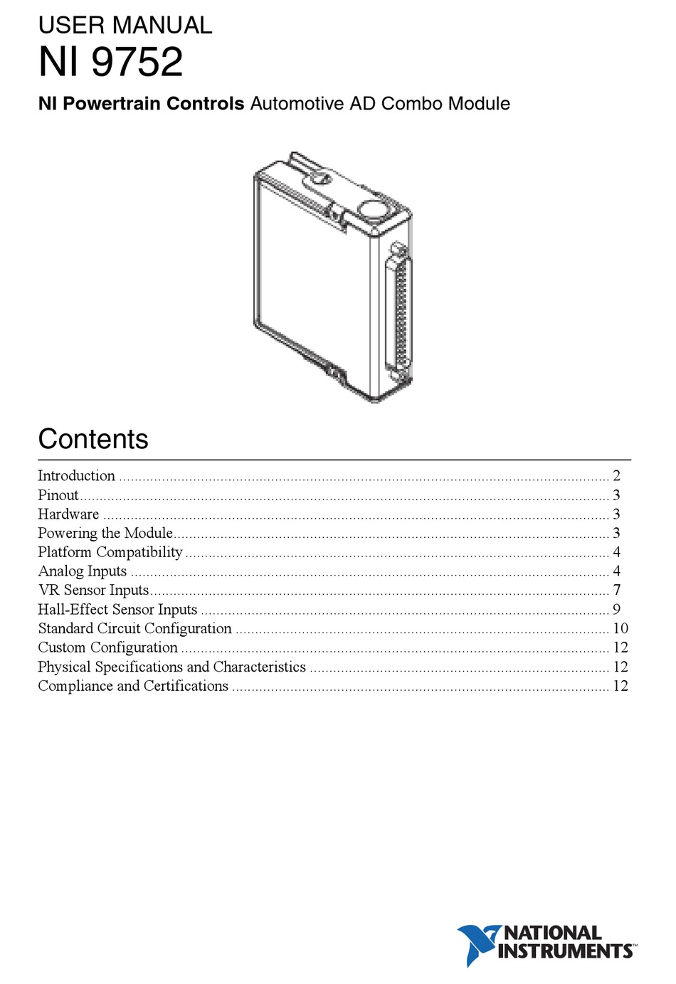 NATIONAL INSTRUMENTS NI 9752 USER MANUAL Pdf Download ManualsLib