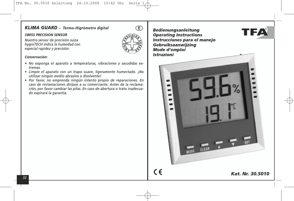 TFA KLIMA GUARD OPERATING INSTRUCTIONS MANUAL Pdf Download ManualsLib