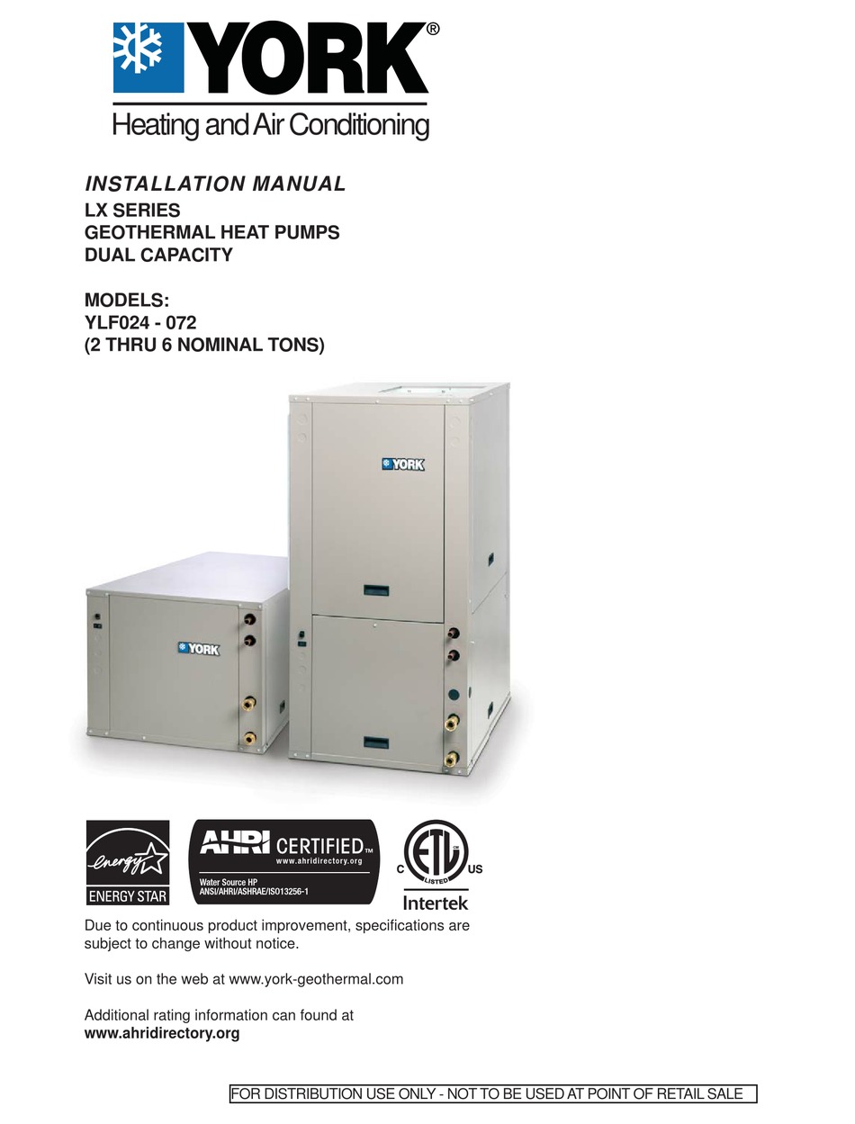 YORK LX SERIES INSTALLATION MANUAL Pdf Download | ManualsLib