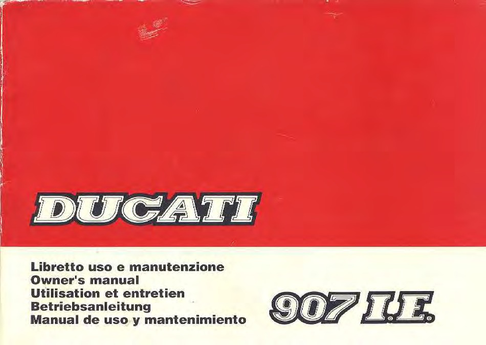 DUCATI 907 I.E OWNER'S MANUAL Pdf Download | ManualsLib