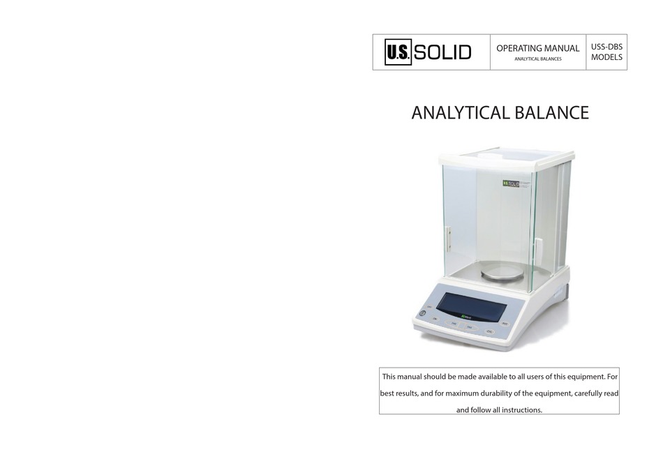 U S SOLID USS DBS SERIES OPERATING MANUAL Pdf Download ManuaLib