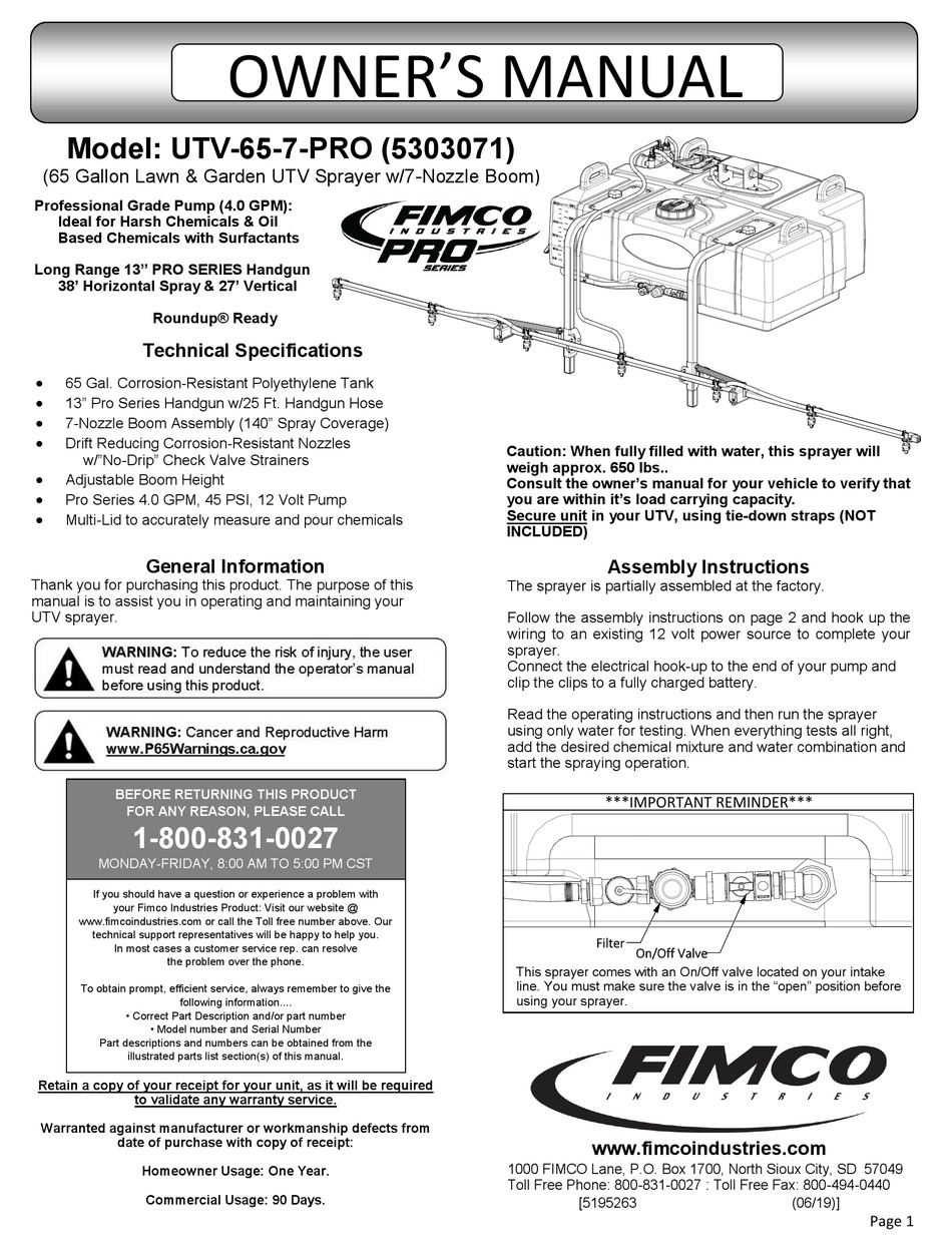 FIMCO PRO SERIES OWNER'S MANUAL Pdf Download ManualsLib