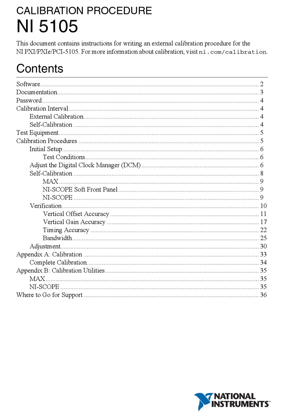 NATIONAL INSTRUMENTS NI PXI5105 CALIBRATION PROCEDURE Pdf Download