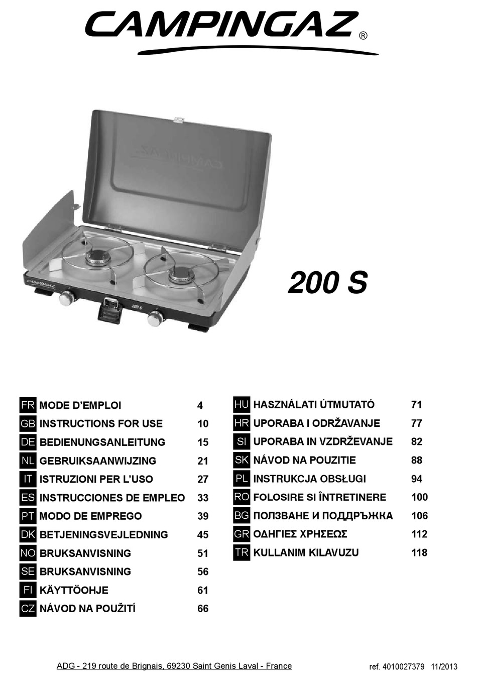 CAMPINGAZ 200 S INSTRUCTIONS FOR USE MANUAL Pdf Download ManualsLib