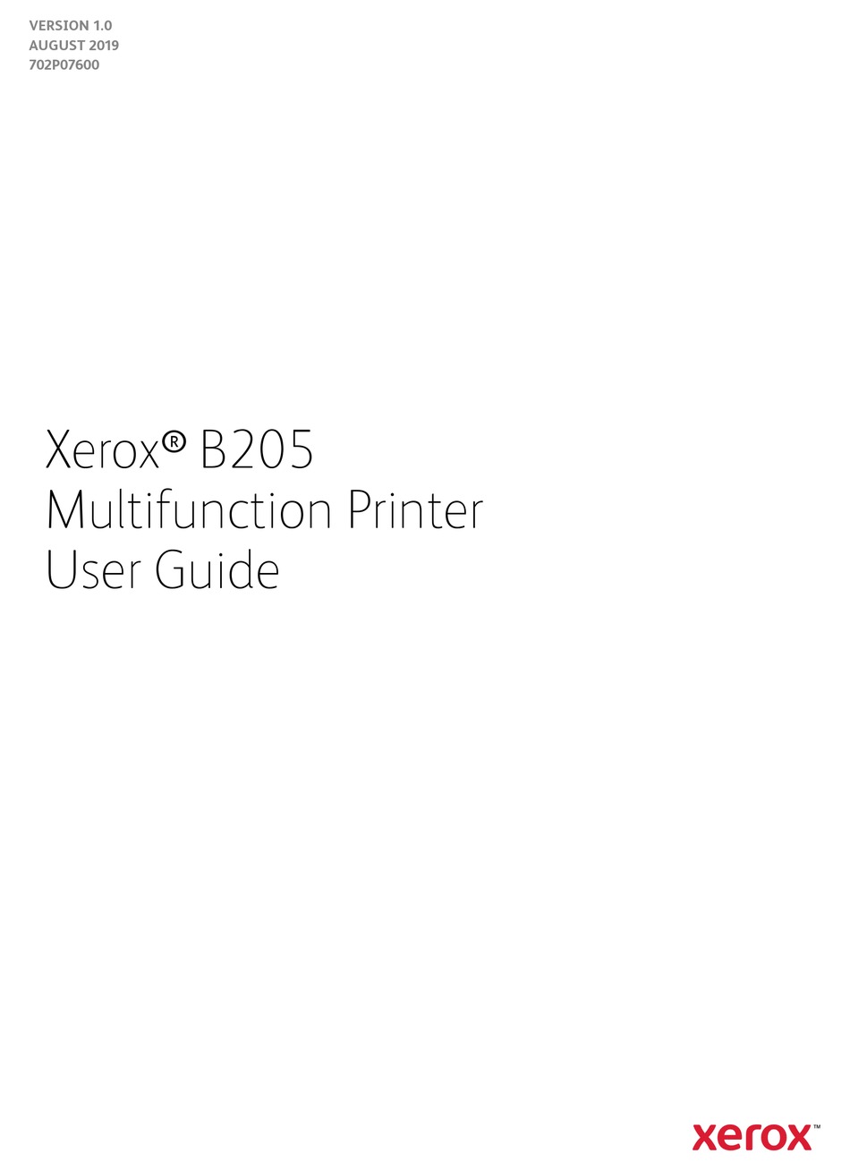 XEROX B205 USER MANUAL Pdf Download | ManualsLib