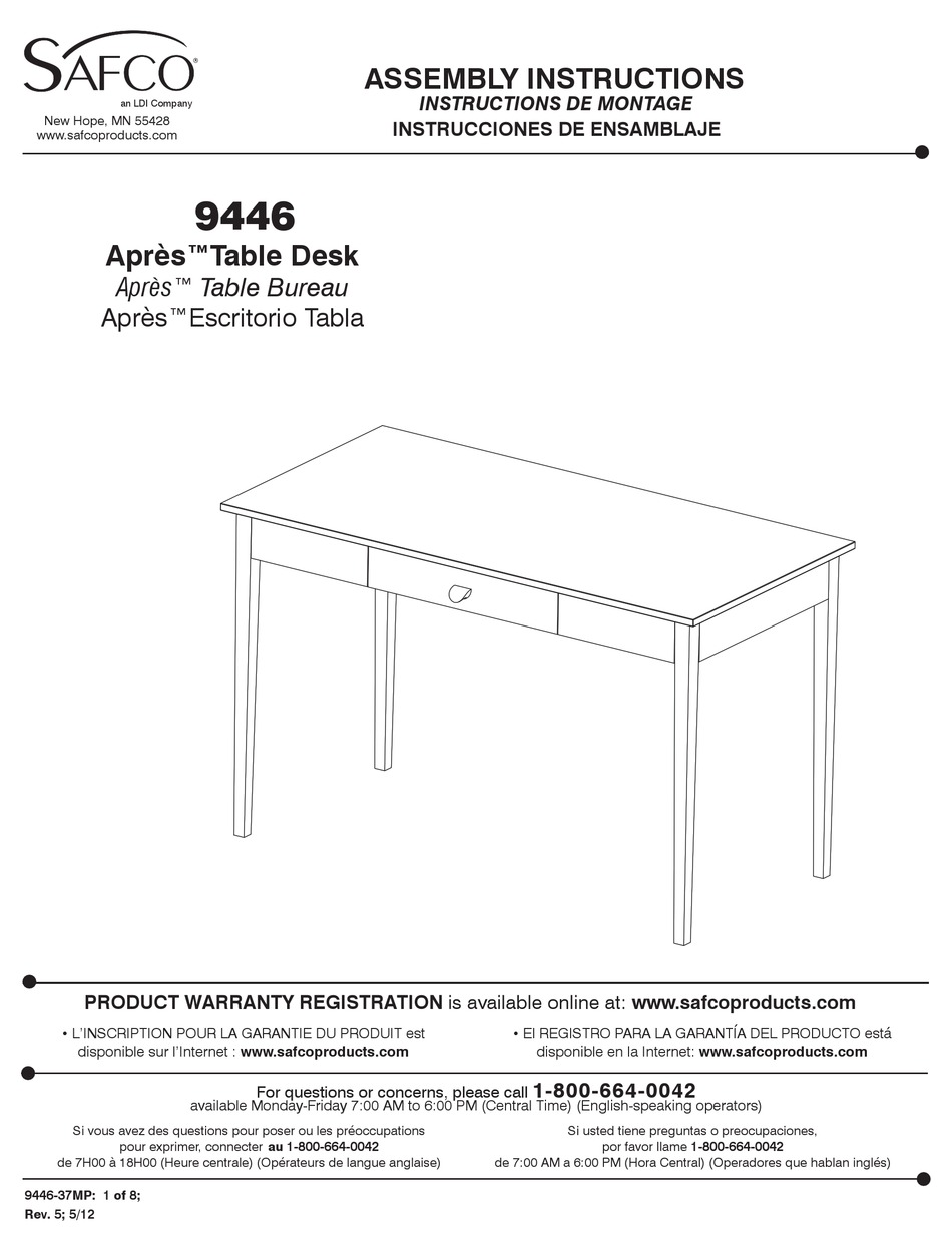 LDI SAFCO APRES 9446 ASSEMBLY INSTRUCTIONS MANUAL Pdf Download ManualsLib