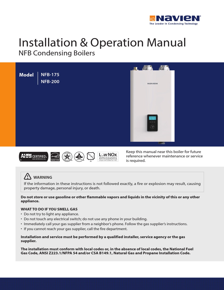 NAVIEN NFB SERIES INSTALLATION & OPERATION MANUAL Pdf Download ManualsLib