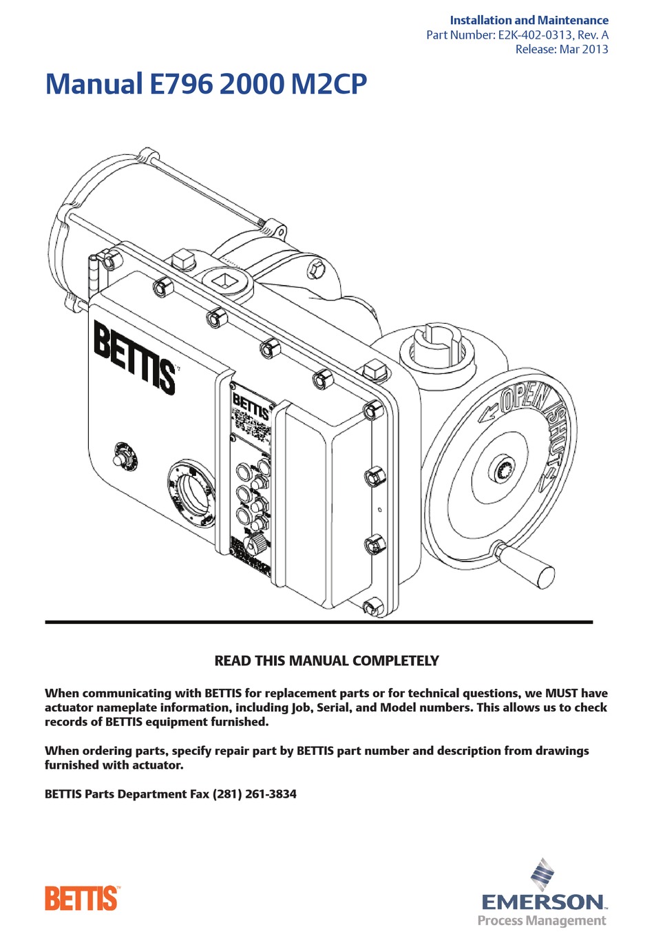 EMERSON BETTIS E796 2000 M2CP MANUAL Pdf Download ManualsLib