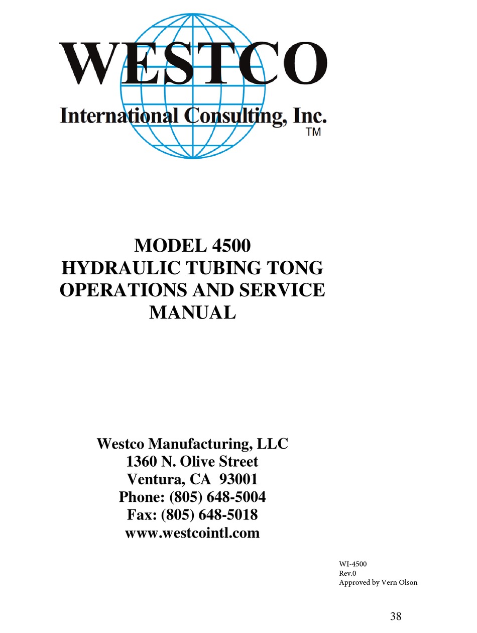 WESTCO 4500 OPERATION & SERVICE MANUAL Pdf Download ManualsLib