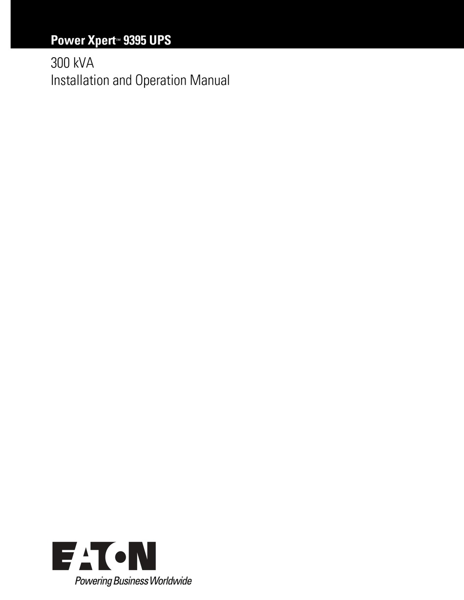 EATON POWER XPERT 9395 SERIES INSTALLATION AND OPERATION MANUAL Pdf ...