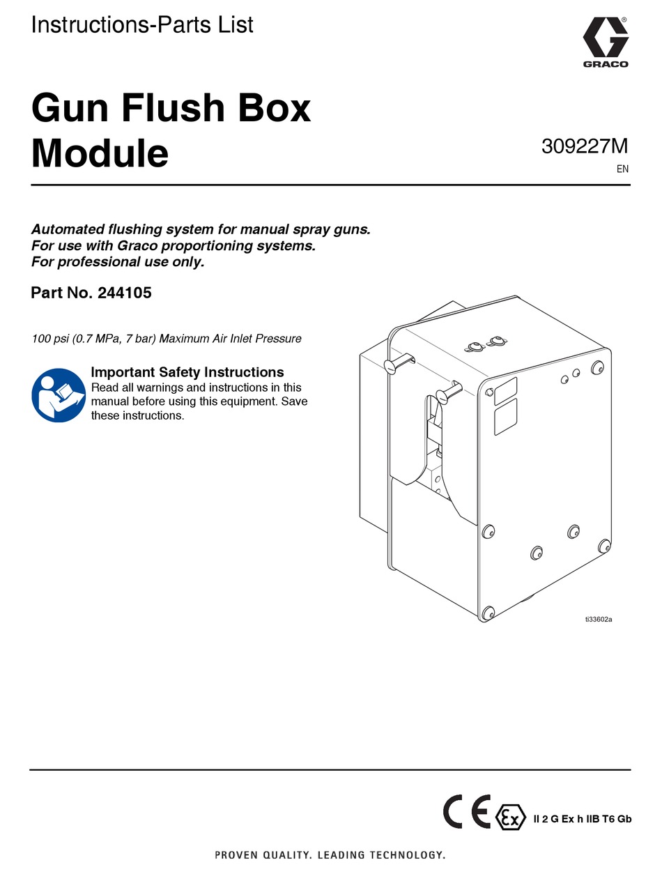 GRACO GUN FLUSH BOX MODULE INSTRUCTIONSPARTS LIST MANUAL Pdf Download