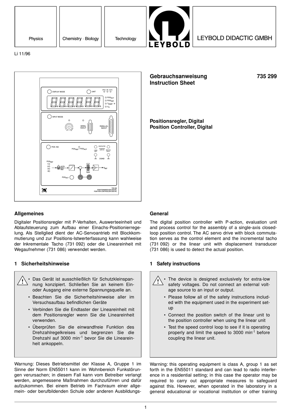 LEYBOLD 735 299 INSTRUCTION SHEET Pdf Download | ManualsLib