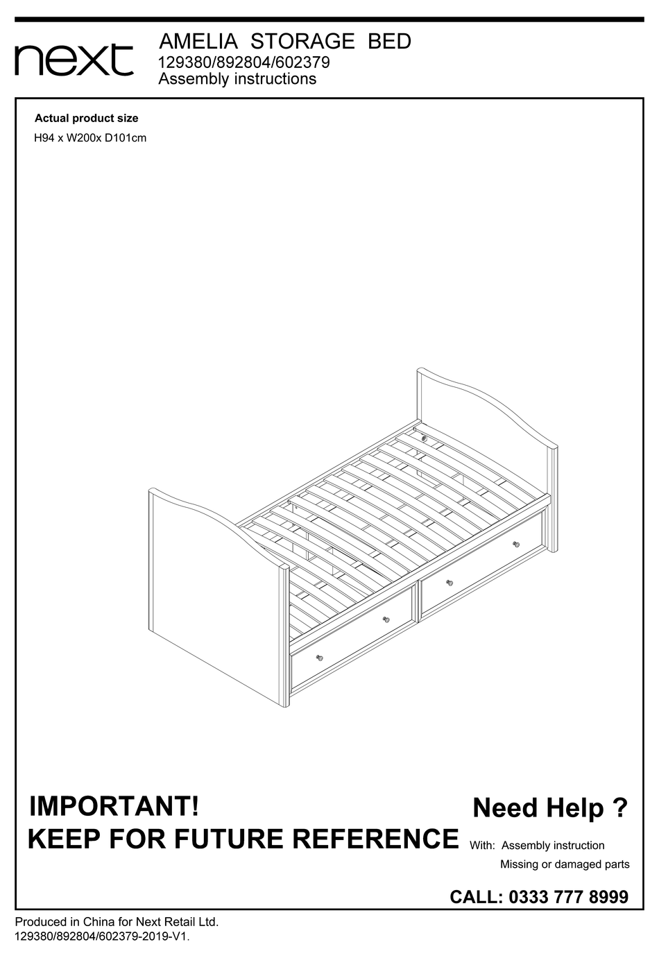 NEXT AMELIA 129380 ASSEMBLY INSTRUCTIONS MANUAL Pdf Download ManualsLib