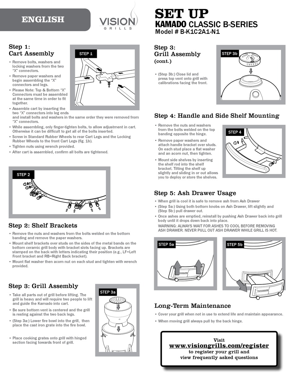 VISION GRILLS KAMADO CLASSIC B SERIES QUICK START MANUAL Pdf Download
