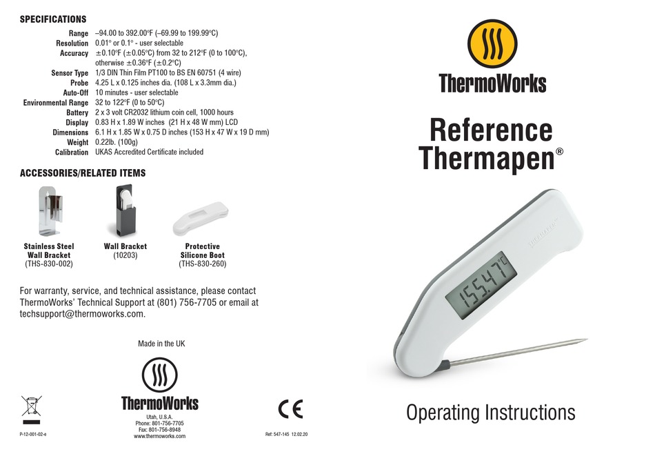THERMOWORKS REFERENCE THERMAPEN OPERATING INSTRUCTIONS Pdf Download
