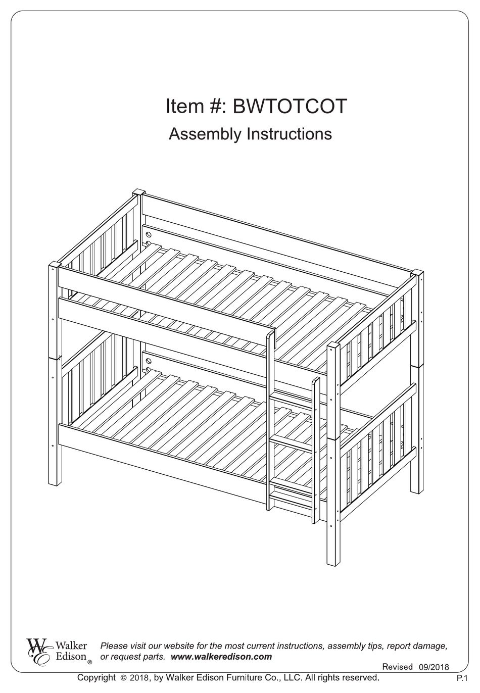 WALKER EDISON BWTOTCOT ASSEMBLY INSTRUCTIONS MANUAL Pdf Download
