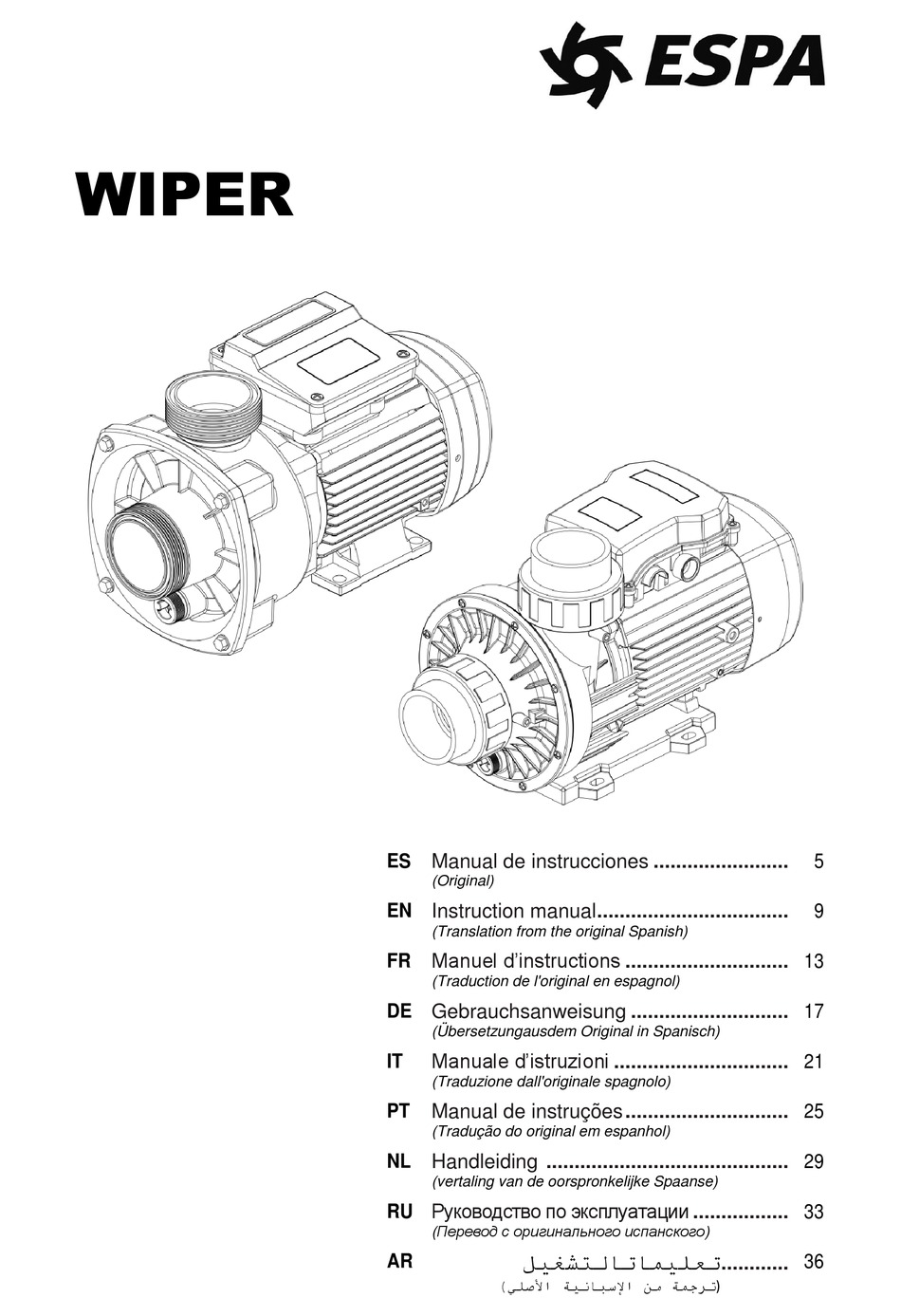 ESPA WIPER SERIES INSTRUCTION MANUAL Pdf Download ManualsLib