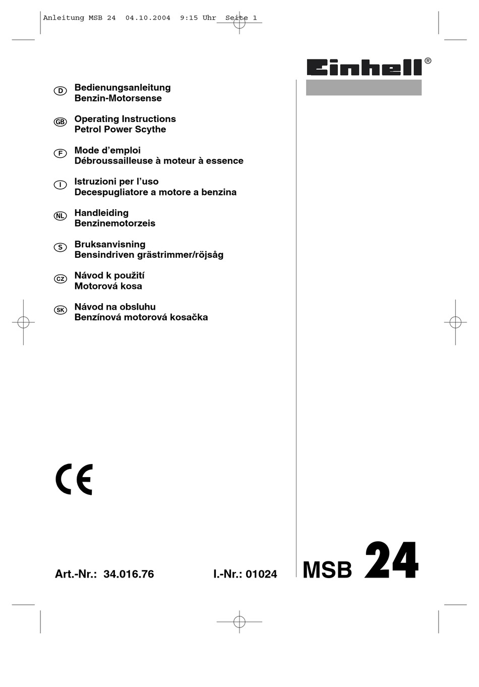 einhell msb 32 manual
