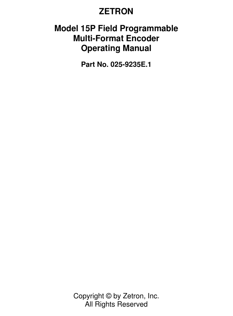 Zetron 15p Operating Manual Pdf Download Manualslib