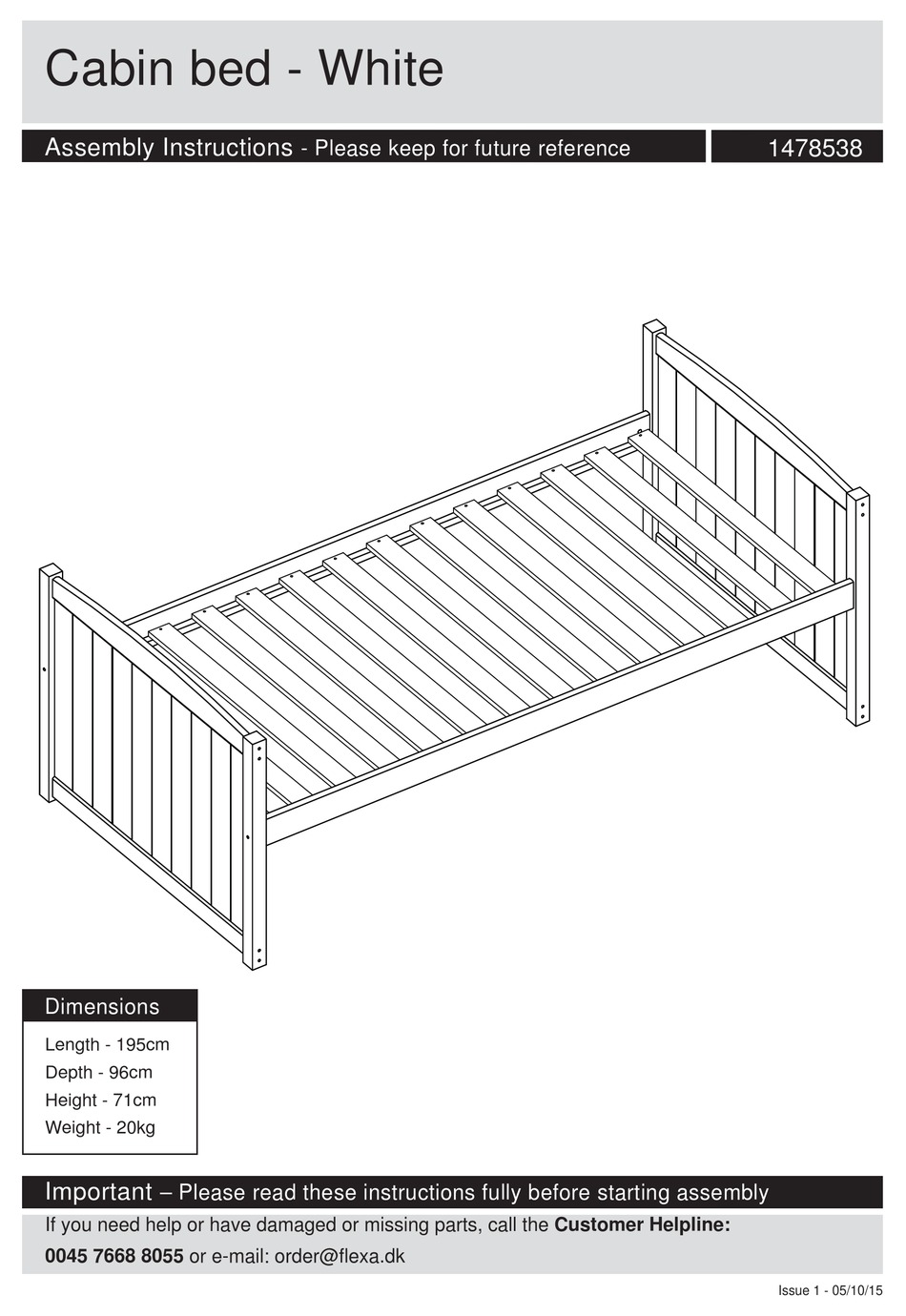 FLEXA CABIN BED 1478538 ASSEMBLY INSTRUCTIONS MANUAL Pdf Download