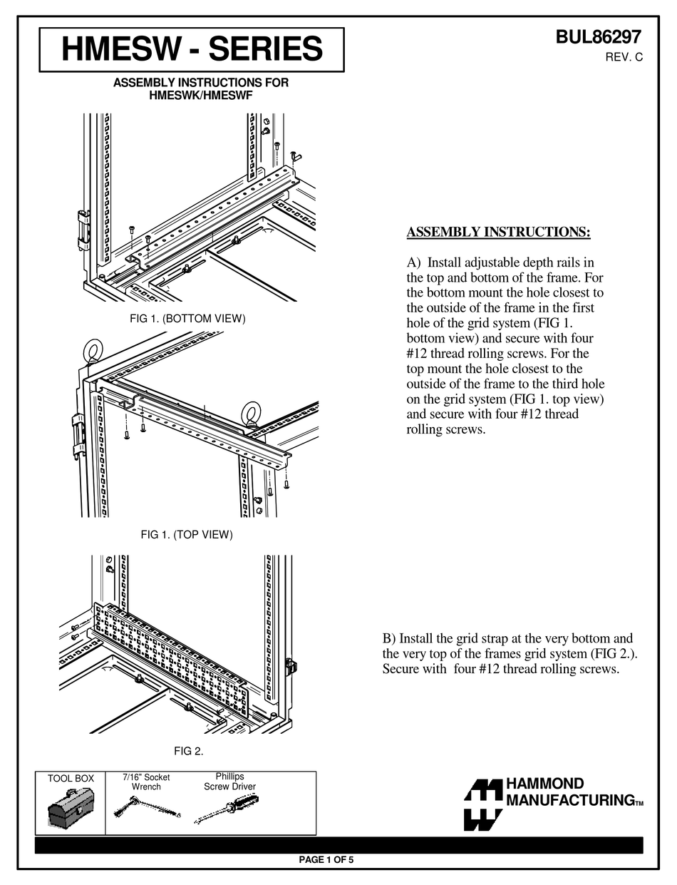 HAMMOND MANUFACTURING HMESW SERIES ASSEMBLY INSTRUCTIONS Pdf Download