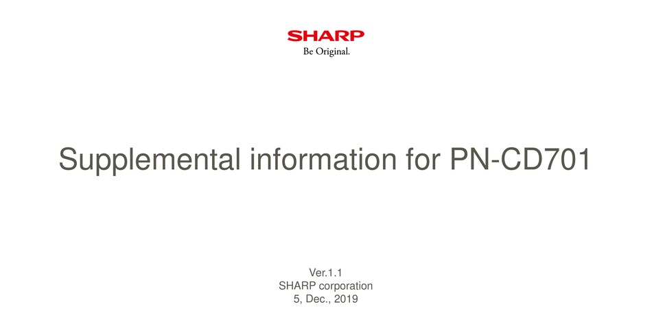 Sharp Pn Cd701 Supplemental Information Pdf Download Manualslib