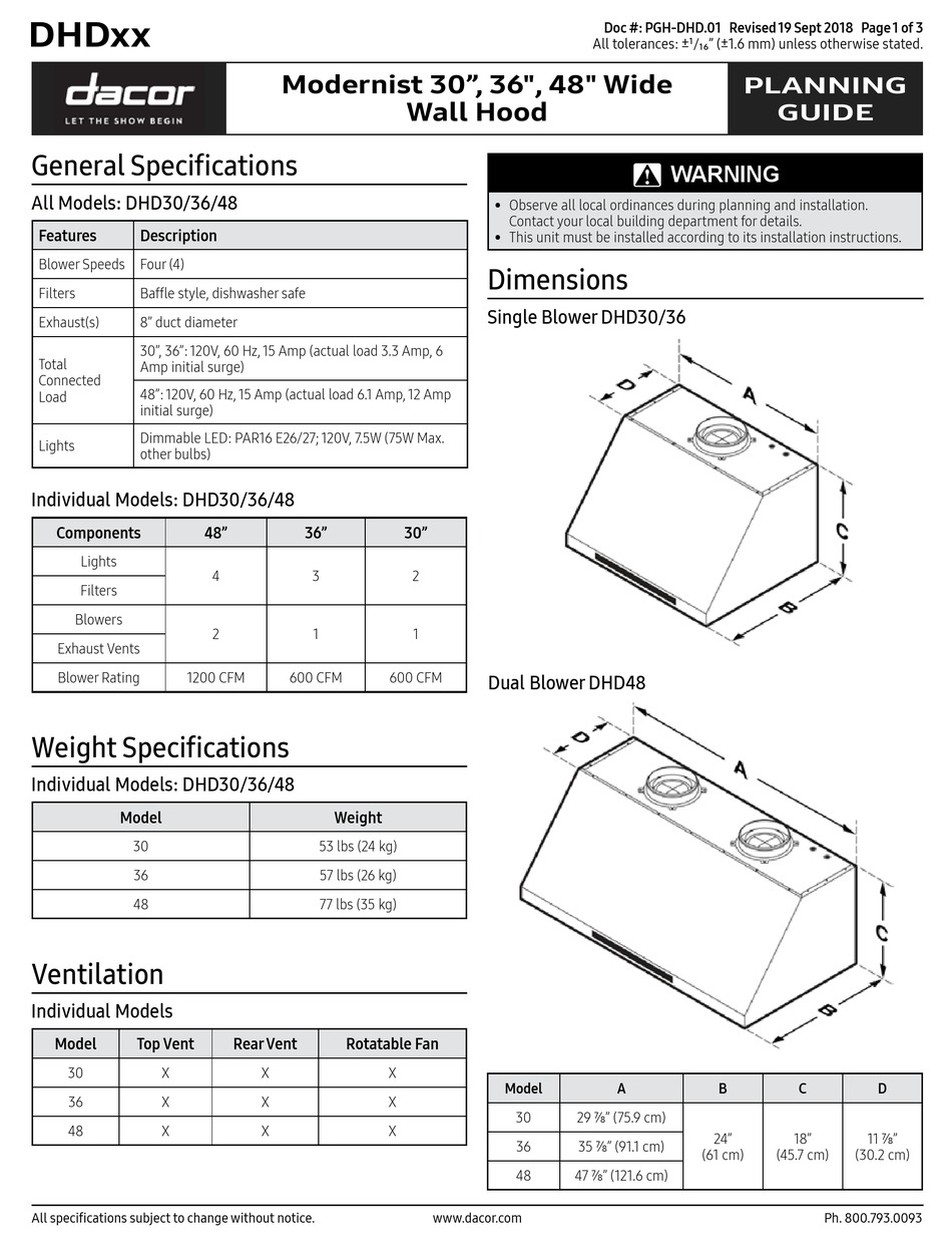 DACOR MODERNIST DHD SERIES PLANNING MANUAL Pdf Download ManualsLib   Dacor Modernist Dhd Series 