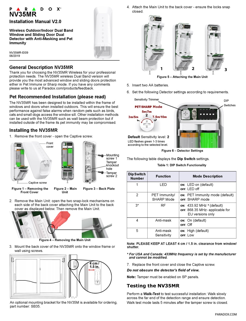 Paradox Nv35mr Installation Manual Pdf Download Manualslib